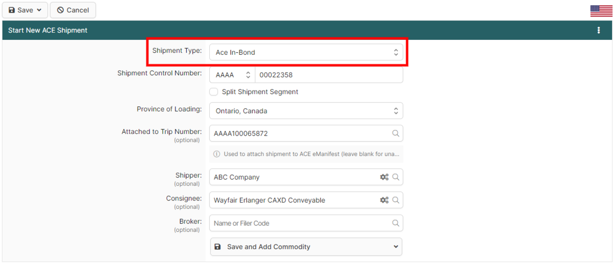 ACE In Bond (CBP Shipment Type) - BorderConnect Wiki