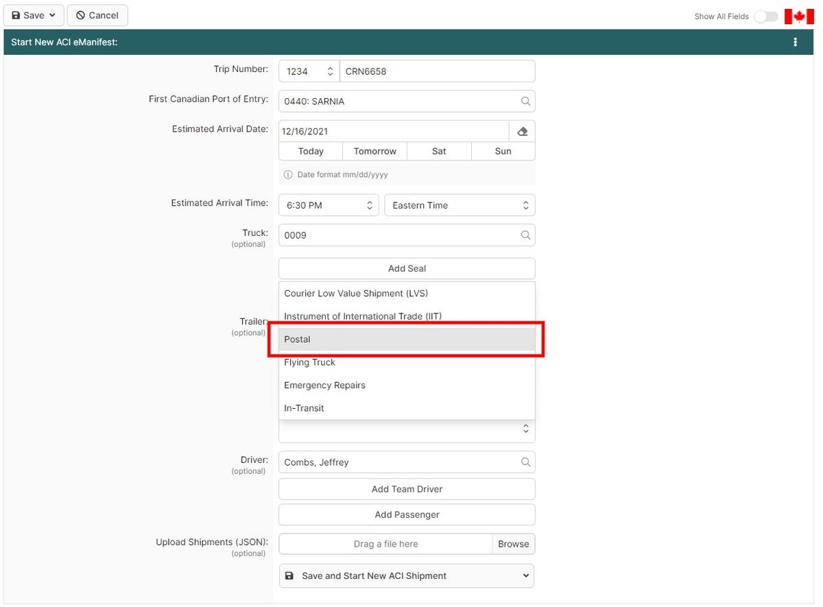 Postal Shipment (CBSA Cargo Exemption) - BorderConnect Wiki