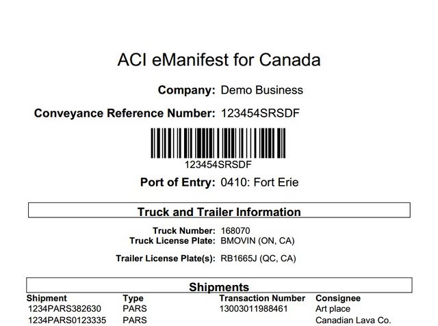 Generating ACE And ACI EManifest Lead Sheets (CBP And CBSA ...